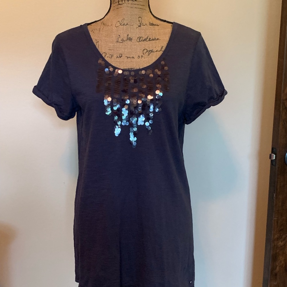 Pretty navy blue top - Picture 3 of 5